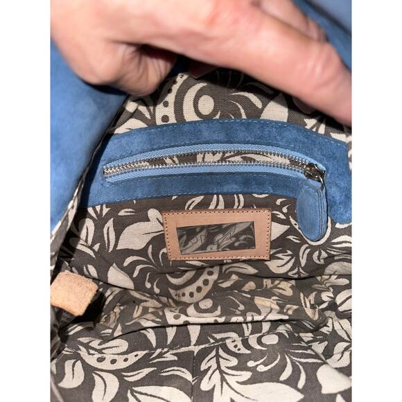 JODILEE AUSTRALIA "HEAVENLY" BLUE SUEDE FRINGED EMBROIDERED BOHO BAG - Picture 11 of 11